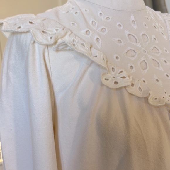 Madewell Embroidered Flannel Mockneck Top Size Small - Picture 6 of 14